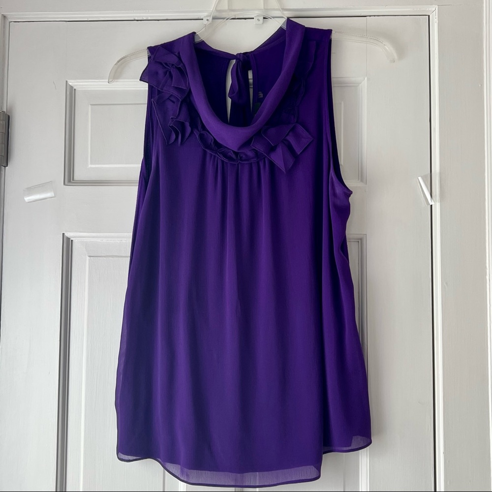 TAHARI Size L Purple Sleeveless Blouse - Picture 2 of 5